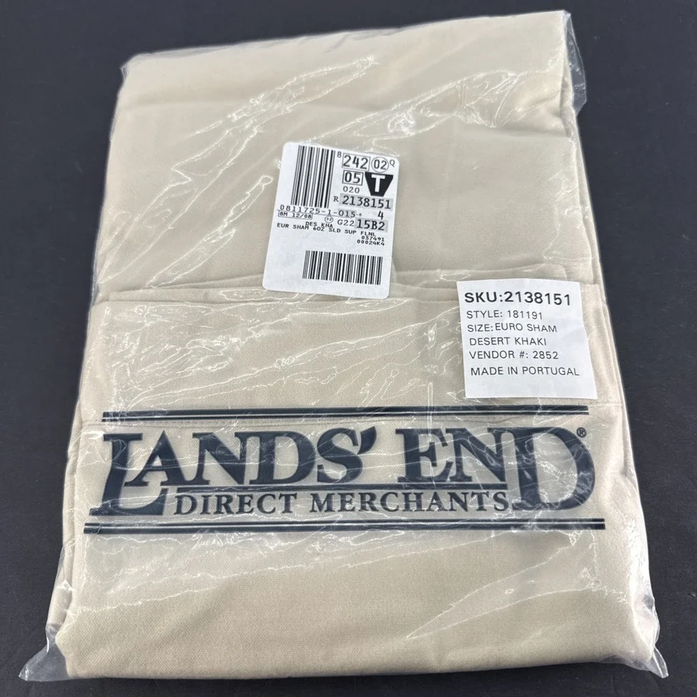 LANDS' END Euro Sham Desert Khaki NEW- READ BELOW